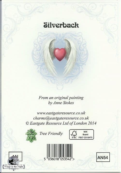 Anne Stokes 'Silverback' Valentinskarte - Herz Mit Engel & Drache, Gothic-Design