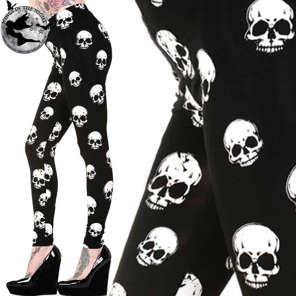 BANNED Ladies Gothic Black Skull Leggings Ladies Gothic Clothing