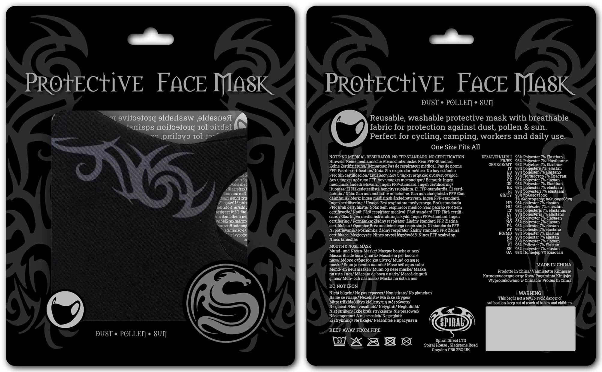 Spiral Face Mask – Grüne Gothic-Maske, Wiederverwendbar, Aus Polyester/Elasthan, Für Partys & Alltag