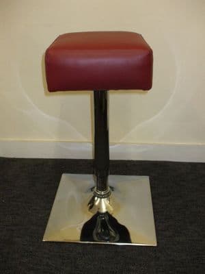 Square Low Stool, Burgundy Faux Leather