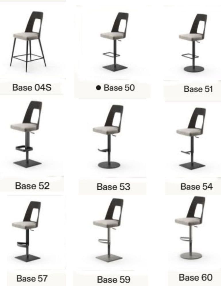 City Stools showing all 9 bases available