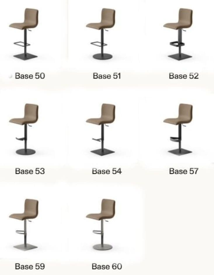 Rio Stools showing all 8 base designs available