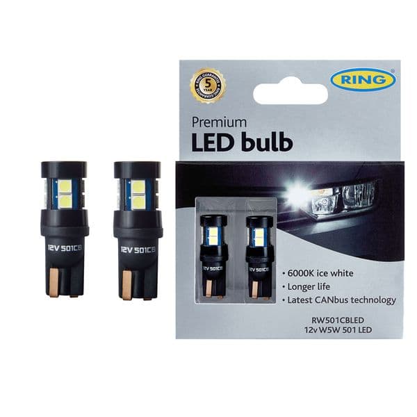 Front Side Light Bulbs Fiesta ST180 Ring LED Capless T10 CANbus 6000K RW501CBLED
