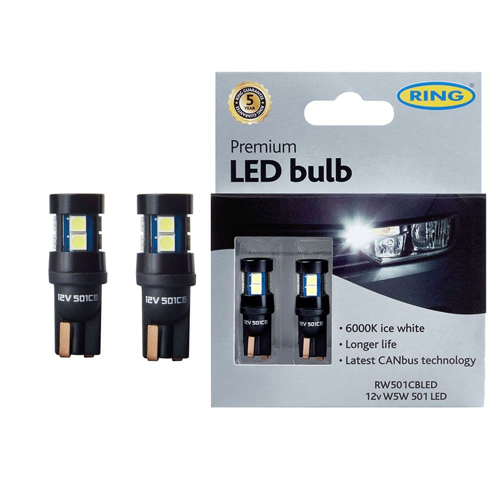 Front Side Light Bulbs Fiesta ST180 Ring LED Capless T10 CANbus 6000K RW501CBLED