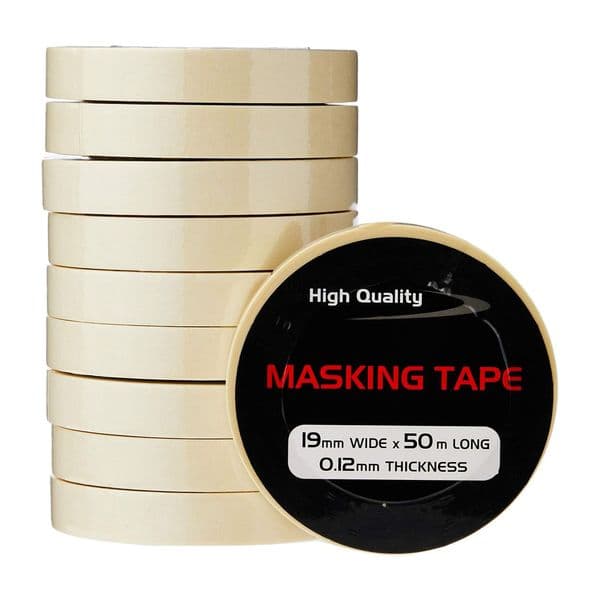 Masking Tape 19mm x 50m (Pack of 10) | Multi-Purpose Tape
