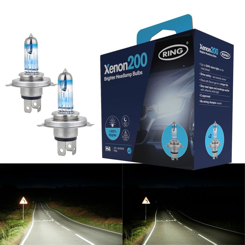 Ring Xenon200 Brighter Headlamp Bulbs H4