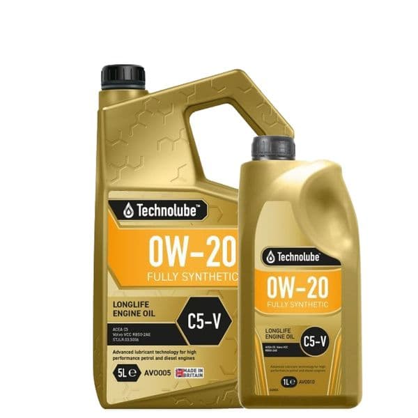 Technolube 0W20 C5-V Fully Synthetic Engine Oil | Low SAPS – 5L & 1L