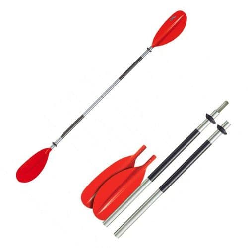 Bravo KWB 220cm 4 Piece Aluminium Curved Blade Red Kayak Paddle