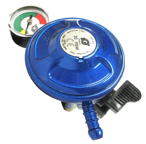 Butane 21mm Clip On Gas Regulator - WITH LEVEL GAUGE