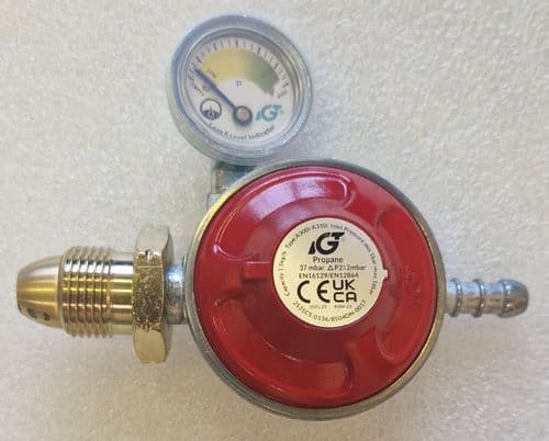 Caravan Motorhome Propane LPG Screw In Gas Regulator With Gauge 37 Mbar