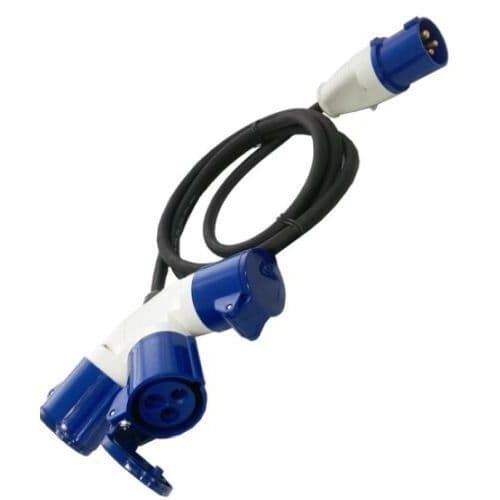 Crusader 16A Plug With 2M Cable To 3-Way 16A Y Sockets
