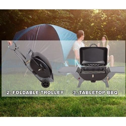 Crusader Portable Combo BBQ Trolley Gas Barbecue V739 Leisure