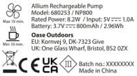 Easy Camp Allium Rechargeable Pump USB-C Rechargeable (680253) - Grasshopper Leisure