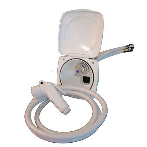 EXTERNAL SHOWER MIXER BOX SQUARE, campervan, caravan and motorhome water fittings equipment - Grasshopper Leisure