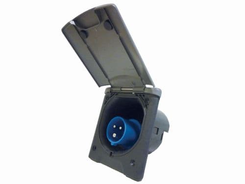 Fawo 240v Mains Inlet Flush Fitting Socket With Magnetic Lid - Grey
