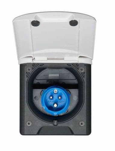 Fawo 240v Mains Inlet Flush Fitting Socket With Magnetic Lid - White