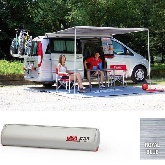 Fiamma F35 Pro 300 Awning Titanium Case Grey Or Blue Fabric, campervan caravan - Grasshopper Leisure