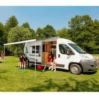 Fiamma F80S 425 Awning Polar White / Royal Grey or Blue, Campervan Motorhome Caravan Awning - Grasshopper Leisure