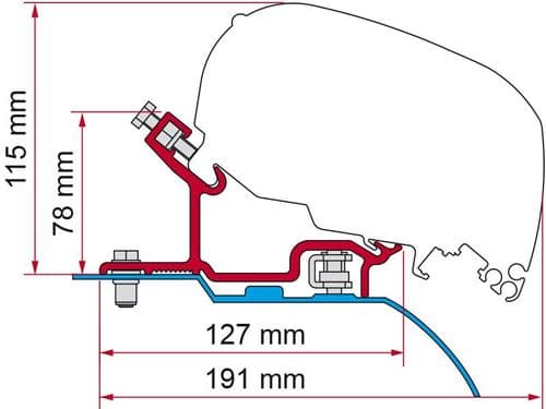 Fiamma Kit Ducato Jumper Boxer H3 L3 & L4 2006 On F65 / F80 Awning Adapter