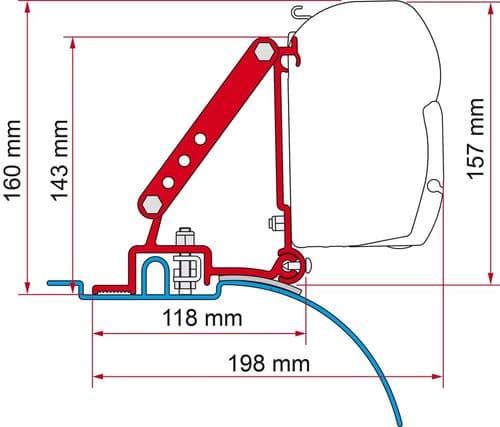 Fiamma Kit F45 Ducato Boxer Jumper 1994-2006 H2 Awning Adapter