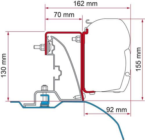 Fiamma Kit F45 Ducato H2 Roof Rail Awning Adapter