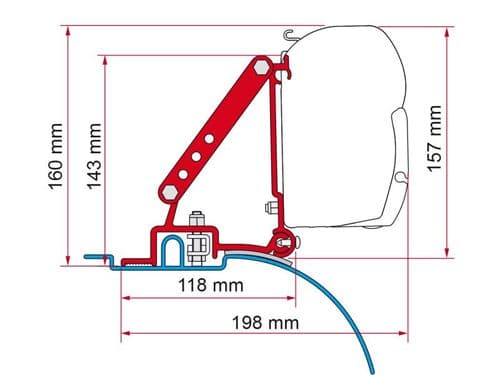 Fiamma Kit F45 Ducato Jumper Boxer H2 - L2 L3 L4 2006 On Awning Adapter