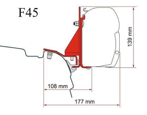 Fiamma Kit F45 / F43 VW T5/T6 Reimo Rail Awning Adapter Bracket