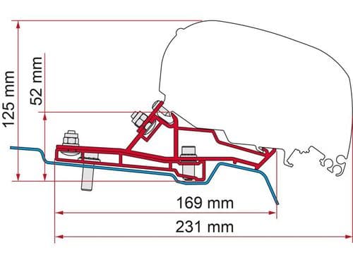 Fiamma Kit Ford Transit H2 L2 290 F80S Awning Adapter