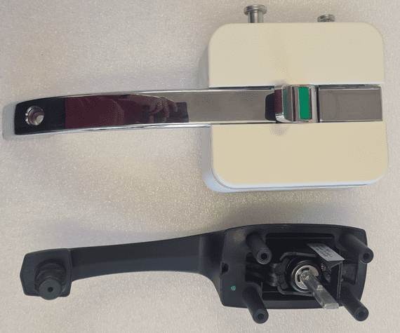 Handle Kit White Left Hand (Horustech) Inner & Outer HSC, Caravan & Motorhome Door Lock - Grasshopper Leisure