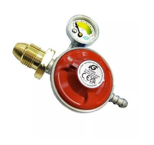 IGT Propane LPG Screw On Gas Regulator With Gauge 37 Mbar