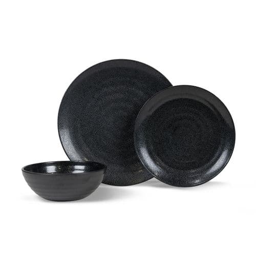 Kampa Ebony Cobble 12 Piece Melamine Tableware Dinner Set