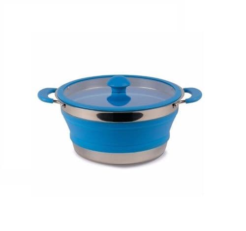 Kampa Folding Saucepan 3L Blue Collapsible Camping Saucepan