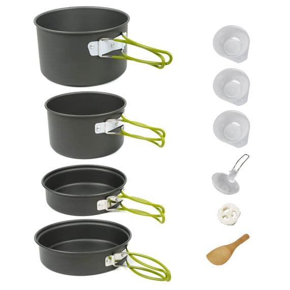 Leisurewize 10 Piece Premium Outdoor Camping Cookware Pan Set LW712 - Grasshopper Leisure