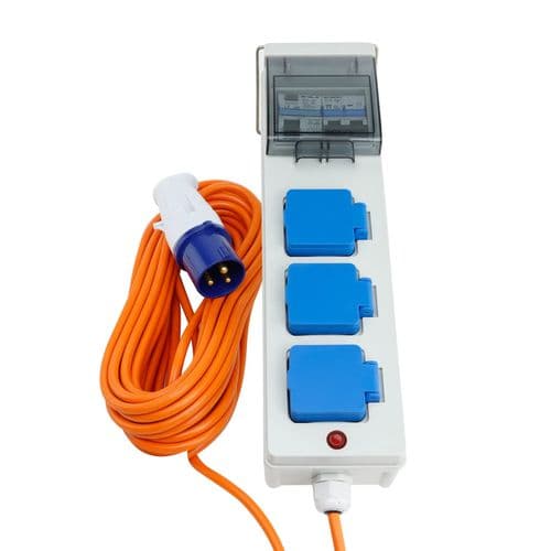 Leisurewize 15m Hook Up Lead Mains Power Unit With 3 Mains Outlets