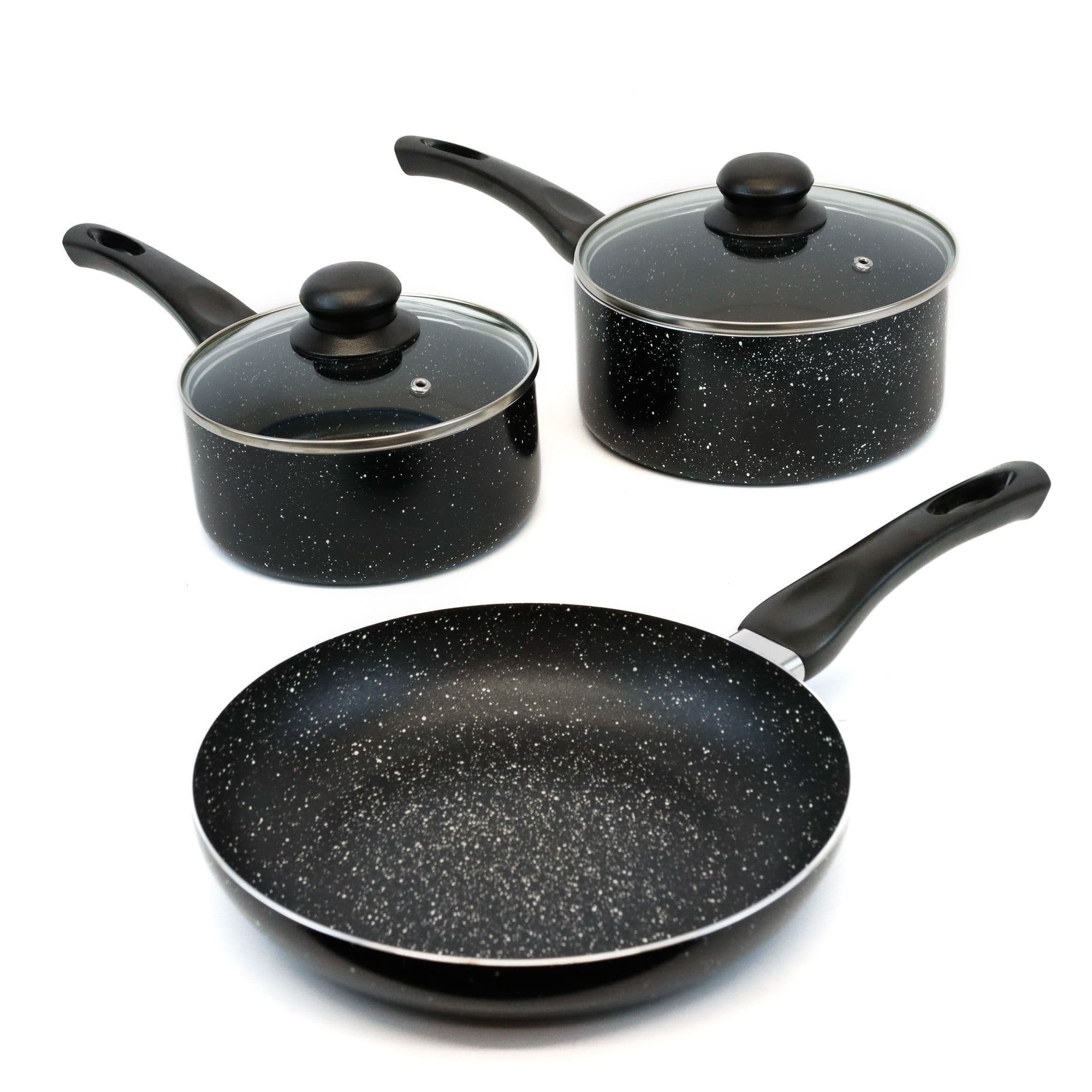 Leisurewize 3 Piece Induction Pan Set Black Marble LW701 - Grasshopper ...