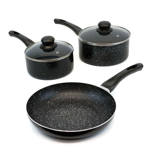 Leisurewize 3 Piece Induction Pan Set Black Marble