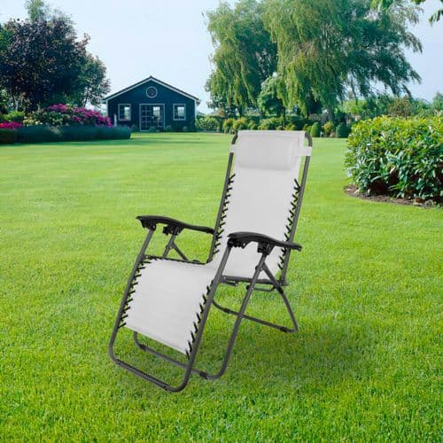 Leisurewize Dreamcatcher Beige Textaline Zero Gravity Chair, garden relaxer.