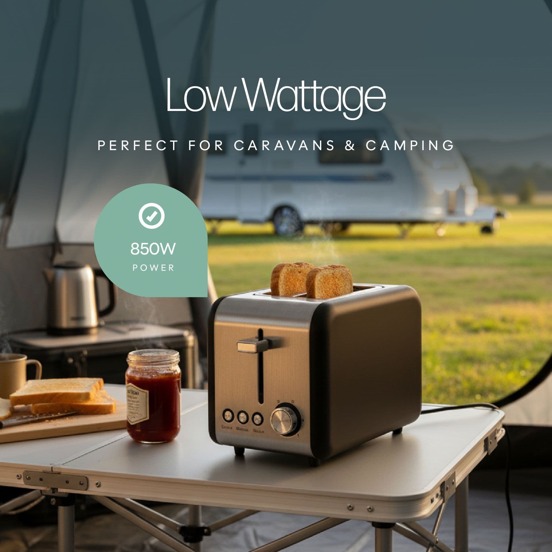 Leisurewize Sleek Toaster Black Low Wattage LW770 - Grasshopper Leisure