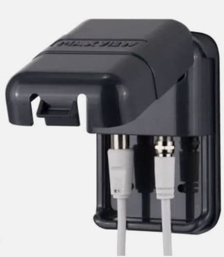 Maxview Twin Satellite F & TV Coaxial Weatherproof Socket Grey