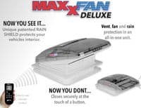 Maxxair Maxxfan Deluxe Tinted Roof Vent Fan With Remote Control 400 x 400mm, Caravan Campervan Motorhome - Grasshopper Leisure