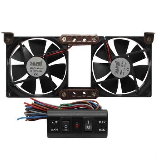 MCR Double Fridge Fan 12v (42043),  Fridge Vents, Caravan motorhome campervan - Grasshopper Leisure