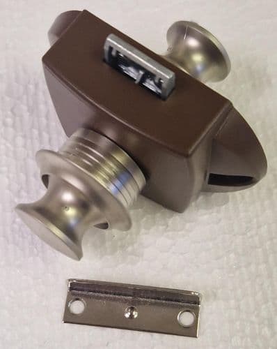 Nickel Push Button Bathroom Toilet Door Catch (Brown Lock)
