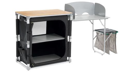 Outwell Padres Kitchen Table With Bamboo Table Top And Side Unit