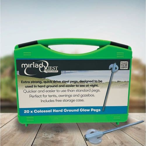 Quest Camping Tent Awning Colossal Hard Ground Glow Peg 20 pack