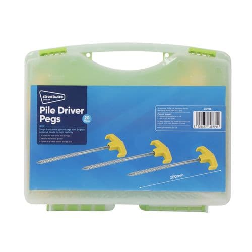 Streetwize 20 Piece Pile Driver Tent Awning Peg Set (7x200mm)