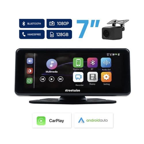 Streetwize 7" Freeplay Car Wireless Apple CarPlay Android With Rear Camera Radio BT FM