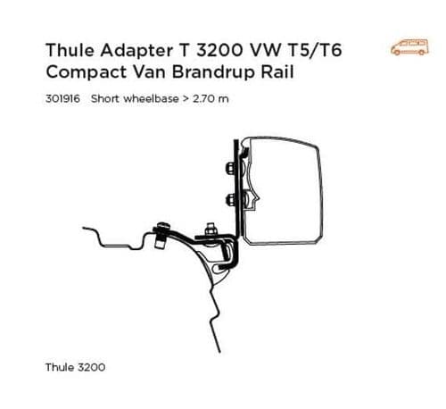 Thule Adapter 3200 VW T5/T6 Minivan Brandrup Rail