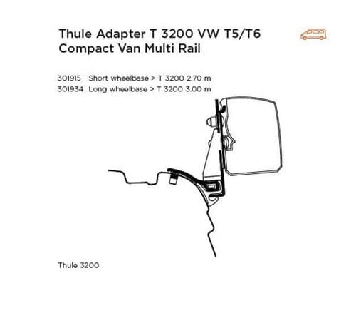Thule Adapter 3200 VW T5/T6 Minivan Multi Rail SWB (RHD)