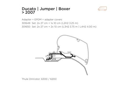 Thule Ducato/Boxer/Jumper 2007+ L2 H2 Roof Mount Awning Adapter