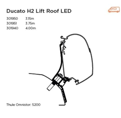 Thule Ducato H2 Lift Roof Wall Mount Awning Adapter